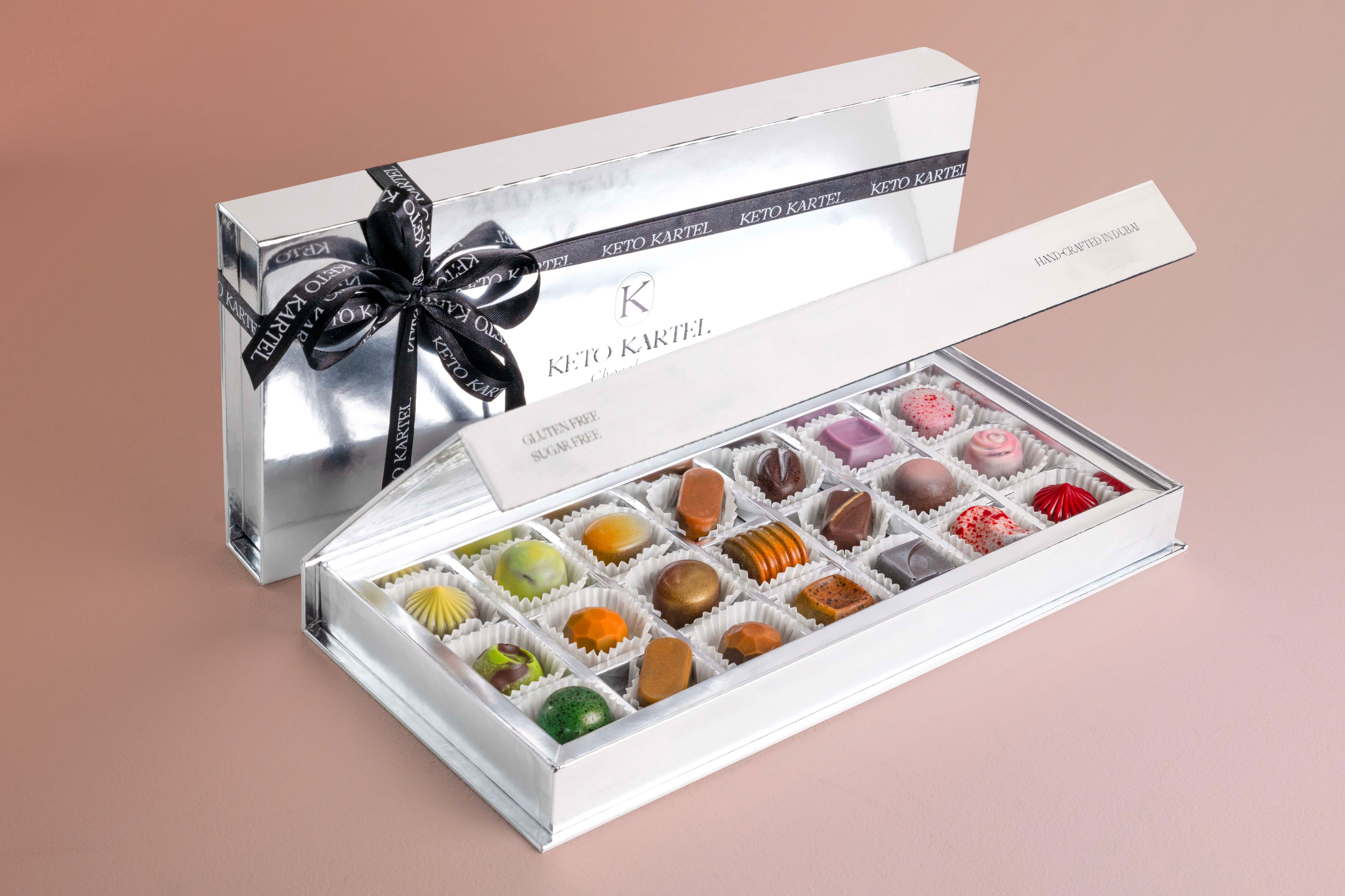 Silver Box with 21 Chocolates